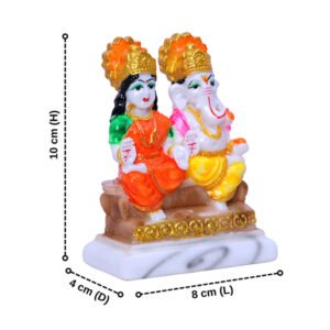 Laxmi-Ganesh Idol Showpiece for Home Decor (Multicolor) Marble – 4 Inch - Image 3