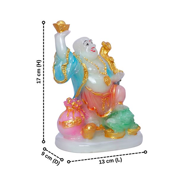 Radium Light Buddha with Wealth Bag & Gold Ingot