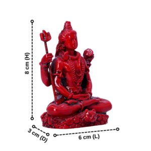 Lord Shiva Idol Statue Especially for Car Dashboard (Red) Polyresin - 3 Inch - Image 3