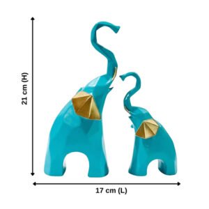 Elephant Showpiece for Home Decor, Set of 2 (Blue) Polyresin – 7.5 Inch - Image 3