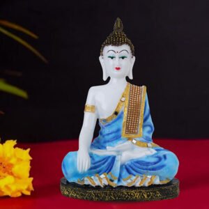 Hand Down Buddha Showpiece for Home Decor (Blue) Marble - 10.5 Inch - Image 1