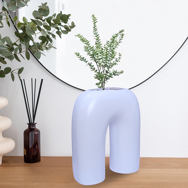 Inverted U-Shaped Flower Vases for Home Decor (White) Polyresin – 9 Inch