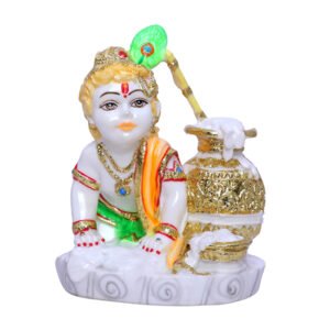 Makhan Chor Idol Showpiece for Home Decor (Golden Foil) Marble – 6 Inch - Image 2