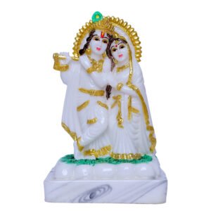 Radha & Krishna Idol Showpiece (White) Marble - 6 Inch - Image 2