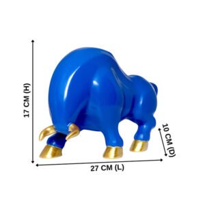 Bull Showpiece for Home Decor (Blue) Polyresin – 7 Inch - Image 2