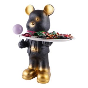 11-Inch Black Resin Bear Tray – Decorative Storage Holder - Image 2