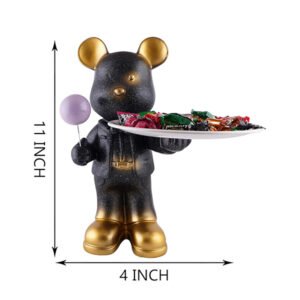 11-Inch Black Resin Bear Tray – Decorative Storage Holder - Image 3