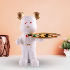 15.5-Inch White Resin Bear Tray – Elegant Home Organizer - Image 1
