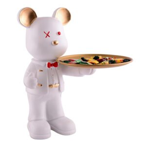 15.5-Inch White Resin Bear Tray – Elegant Home Organizer - Image 2