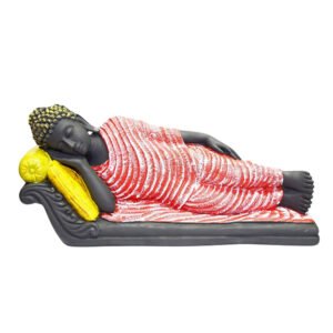 Sleeping Buddha Idol Showpiece for Home Decor (Red & Black) Polyresin – 7.5 Inch - Image 2