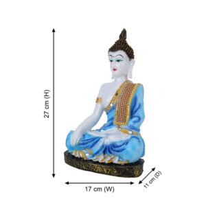 Hand Down Buddha Showpiece for Home Decor (Blue) Marble - 10.5 Inch - Image 3