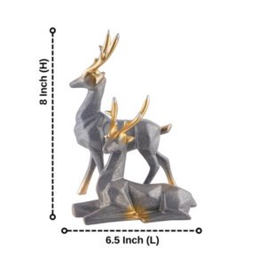 Grey Deer Couple Showpiece – 8 Inch Resin Figurine - Image 3