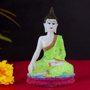Hand Down Buddha Showpiece for Home Decor (Light Green) Marble - 10.5 Inch - Image 1