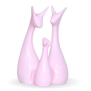 Lucky Deer Family Showpiece for Home Decor, Set of 3 (Pink) Polyresin – 10 Inch - Image 2