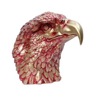 Eagle Face Showpiece for Home Decor (Red & Golden) Polyresin – 8.5 Inch - Image 2