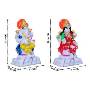 Laxmi-Ganesh Idol Showpiece for Home Decor (Multicolor) Marble – 4 Inch - Image 3