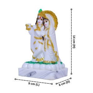 Radha & Krishna Idol Showpiece (White) Marble - 6 Inch - Image 3