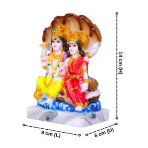 Vishnu & Laxmi Idol Showpiece (White) Marble - 6 Inch - Image 3
