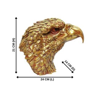 Eagle Face Showpiece for Home Decor (Golden) Polyresin – 8.5 Inch - Image 3