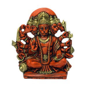 Panchmukhi Hanuman Idol Showpiece for Home Decor (Orange) Polyresin – 6 Inch - Image 1