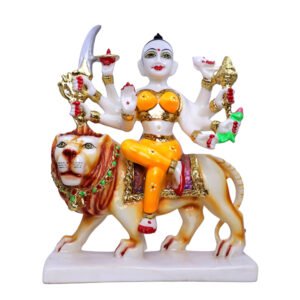 Goddess Maa Durga Idol Showpiece for Home Decor (Yellow) Marble – 12 Inch - Image 2