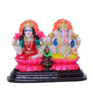 Laxmi-Ganesh Idol Showpiece for Home Decor (Multicolor) Marble – 3.5 Inch - Image 2