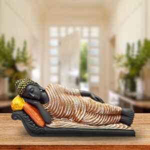 Sleeping Buddha Idol Showpiece for Home Decor (Brown & Black) Polyresin – 7.5 Inch - Image 1