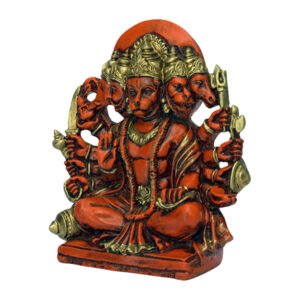 Panchmukhi Hanuman Idol Showpiece for Home Decor (Orange) Polyresin – 6 Inch - Image 2