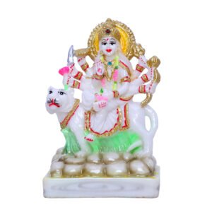 Goddess Maa Durga Idol Showpiece for Home Decor (Golden Foil) Marble – 6 Inch - Image 2