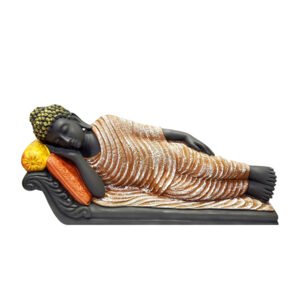 Sleeping Buddha Idol Showpiece for Home Decor (Brown & Black) Polyresin – 7.5 Inch - Image 2