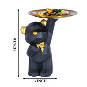 Geometric Standing Bear Candy Tray – 8-Inch Resin Organizer with Gold Accents - Image 3