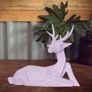 Sitting Deer Showpiece for Home Decor (Pink) Polyresin – 6.5 Inch - Image 1