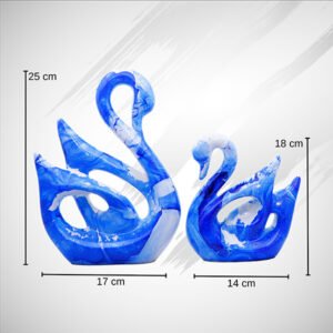 Lucky Swan Couple Showpiece for Home Decor (Blue) Polyresin – 10 Inch - Image 3