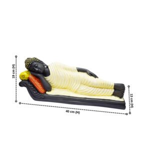 Sleeping Buddha Idol Showpiece for Home Decor (Cream & Black) Polyresin – 7.5 Inch - Image 3