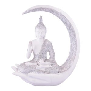 Chand Buddha Idol Showpiece for Home Decor (White) Marble – 10 Inch - Image 2