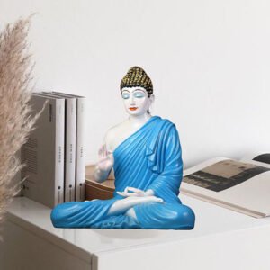 Meditation Big Buddha Showpiece for Home Decor (Blue) Marble - 15 Inch - Image 1