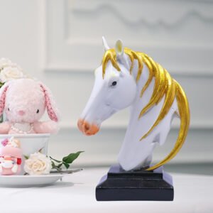 Horse Head Showpiece for Home Decor (White) Polyresin – 8 Inch - Image 1