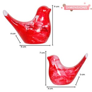 Creative Love Birds Showpiece for Home Decor (Red & White) Polyresin – 3.5 Inch - Image 3