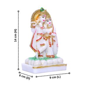 Radha-Krishna Idol Showpiece for Home Decor (Golden Foil) Marble – 6 Inch - Image 3