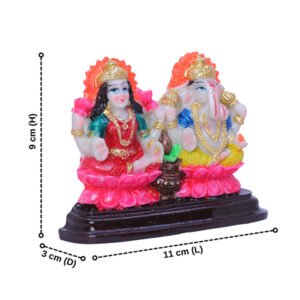 Laxmi-Ganesh Idol Showpiece for Home Decor (Multicolor) Marble – 3.5 Inch - Image 3
