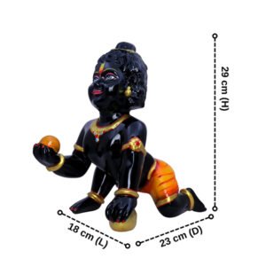 Laddu Gopal Krishna Idol Showpiece for Home Decor (Black) Marble - 12 Inch - Image 3