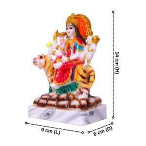 Goddess Maa Durga Idol Showpiece (Multicolor) Marble - 6 Inch - Image 3