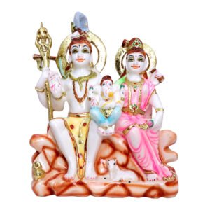 Shiv Parivar Idol Showpiece for Home Decor (Multicolor) Marble – 9 Inch - Image 2