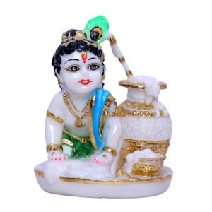 Makhan Chor Idol Showpiece for Home Decor (Golden Foil) Marble – 6 Inch - Image 2