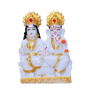 Laxmi-Ganesh Idol Showpiece for Home Decor (White) Marble – 3.5 Inch - Image 2