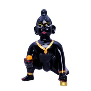 Laddu Gopal Krishna Idol Showpiece for Home Decor (Black) Marble - 9 Inch - Image 2