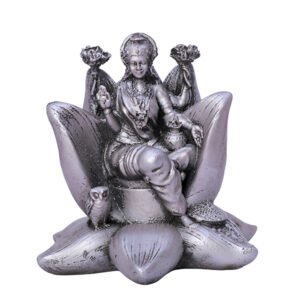 Goddess Laxmi Idol Showpiece for Home Decor (Silver) Polyresin - 4 Inch - Image 4
