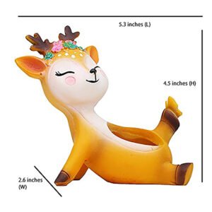 Deer Flower Pot Showpiece for Home Decor (Yellow) Polyresin – 4 Inch - Image 3