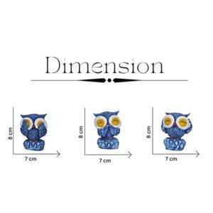 Owl Showpiece for Home Decor, Set of 3 (Blue) Polyresin – 3 Inch
