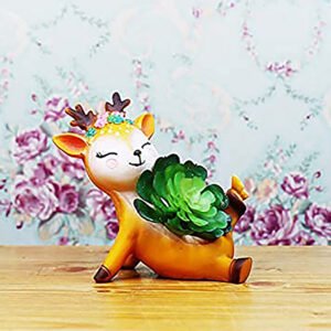 Deer Flower Pot Showpiece for Home Decor (Yellow) Polyresin – 4 Inch - Image 1